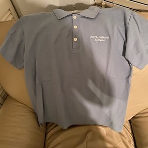 Mens Dolce and Gabbana light blue polo.
